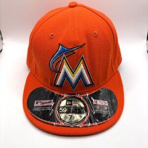 Florida Marlins MLB New Era 59Fifty On-field Fitted Cap Hat Size 7 1/2 - Orange
